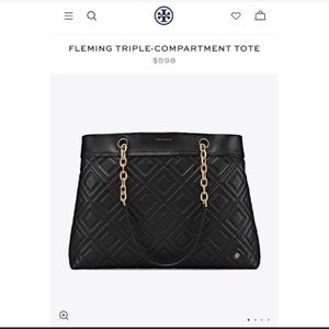 Tory Burch Black Fleming Tote Bag Purse